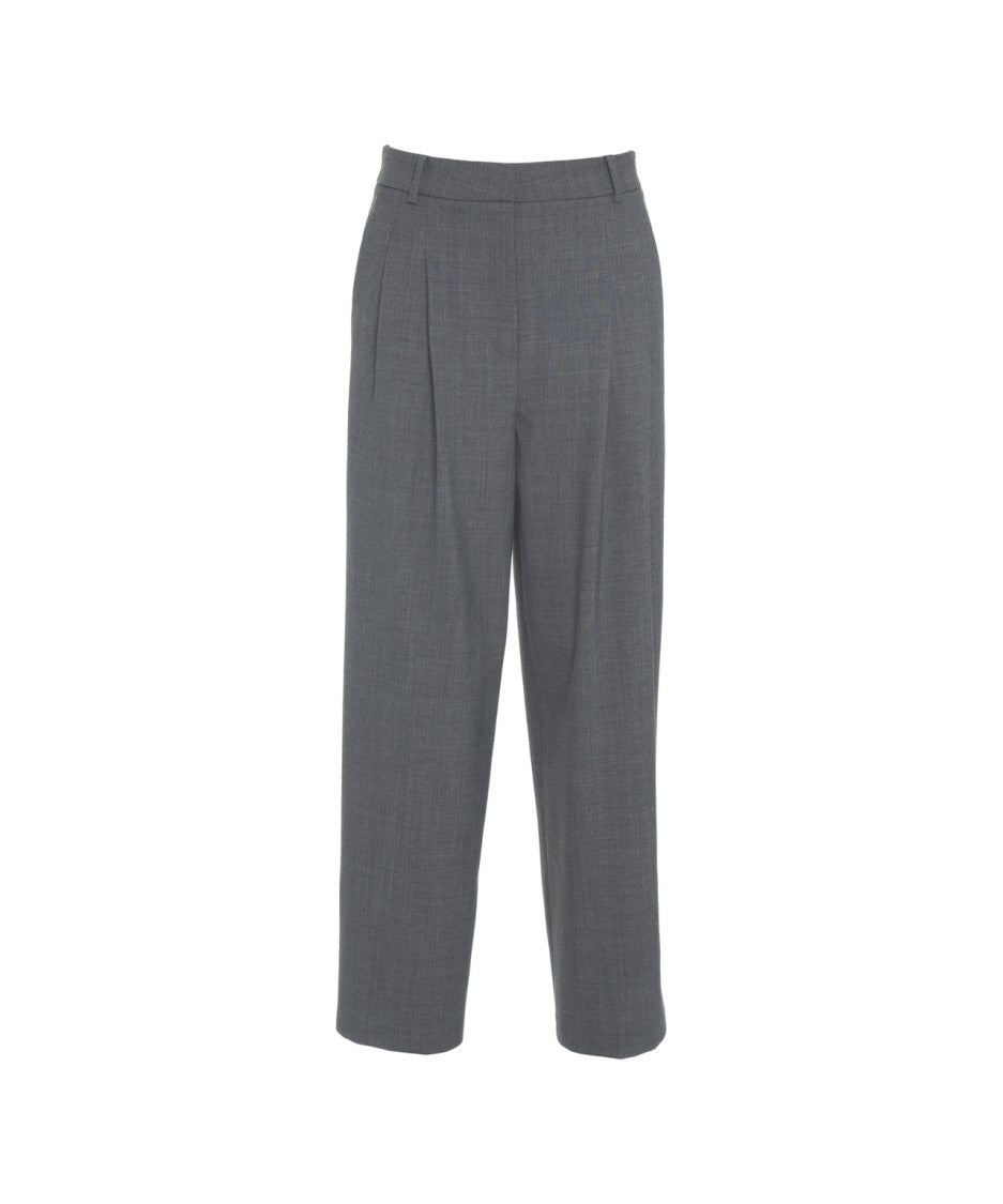 Cambio High Waist Ankle-Length Pleated Trousers With Discreet Design