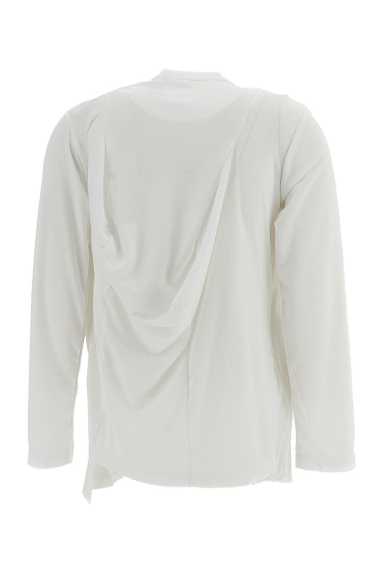 Comme Des Garçons White Pleated Stretch Long-Sleeve Top