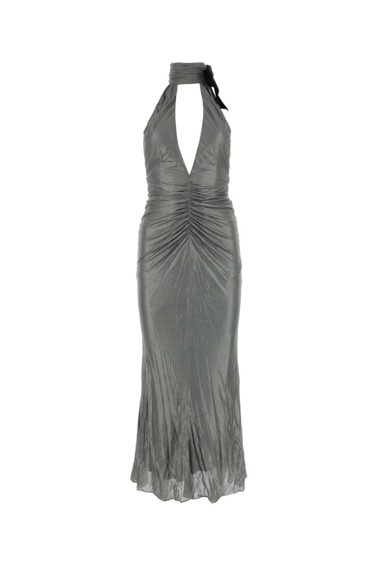 Alessandra Rich Grey Viscose Dress