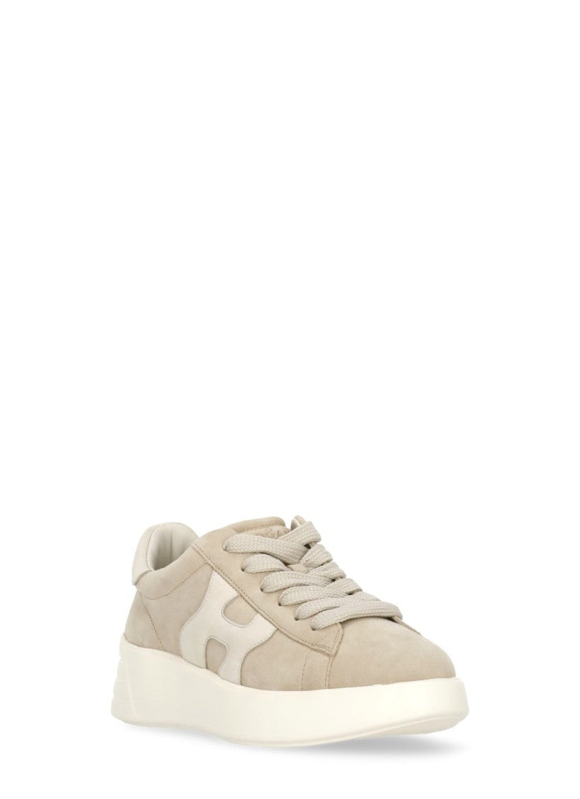 Hogan Beige Rebel Suede Logo Sneakers