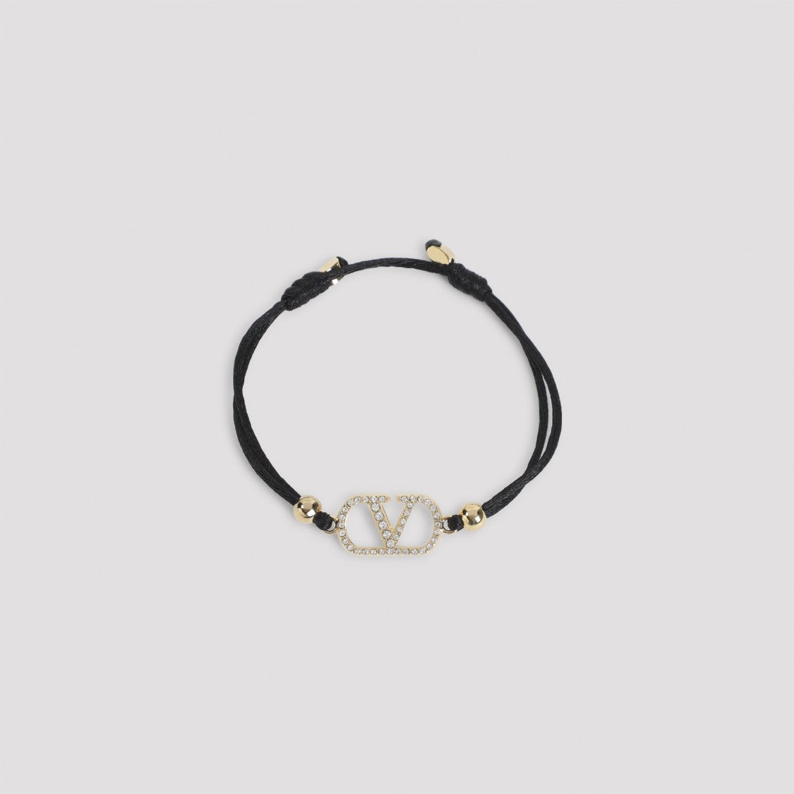 Valentino Garavani Black Polyester Bracelet With Gold-Toned Charm