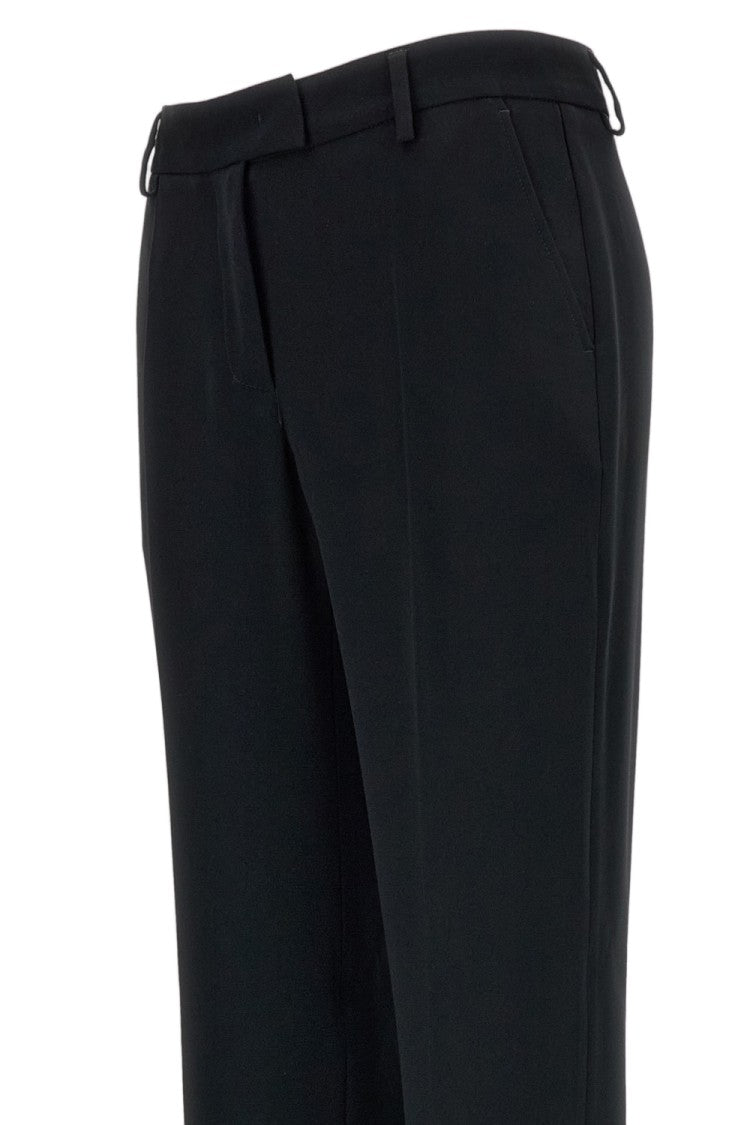 Alberto Biani Black Straight-Leg Fluid Fabric Cropped Pants