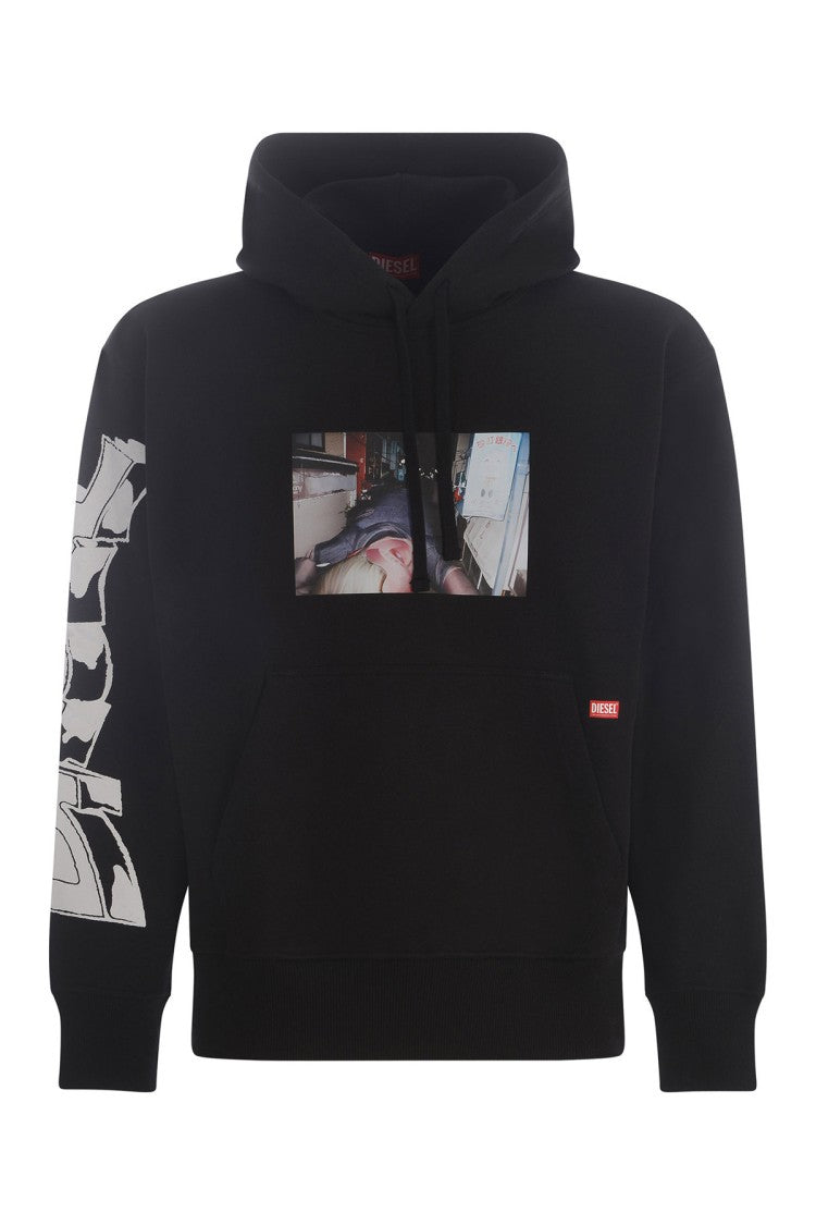 Diesel Black Cotton Printed Hoodie