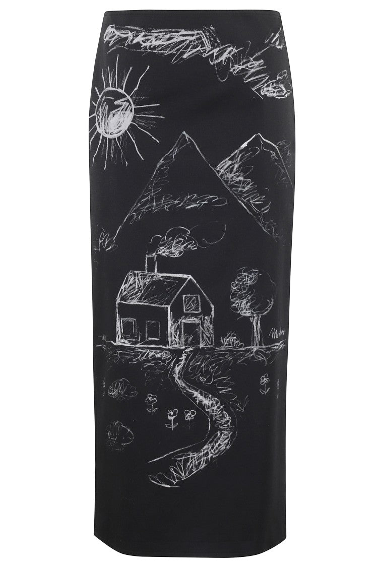 Moschino Fitted Pencil Black Skirt