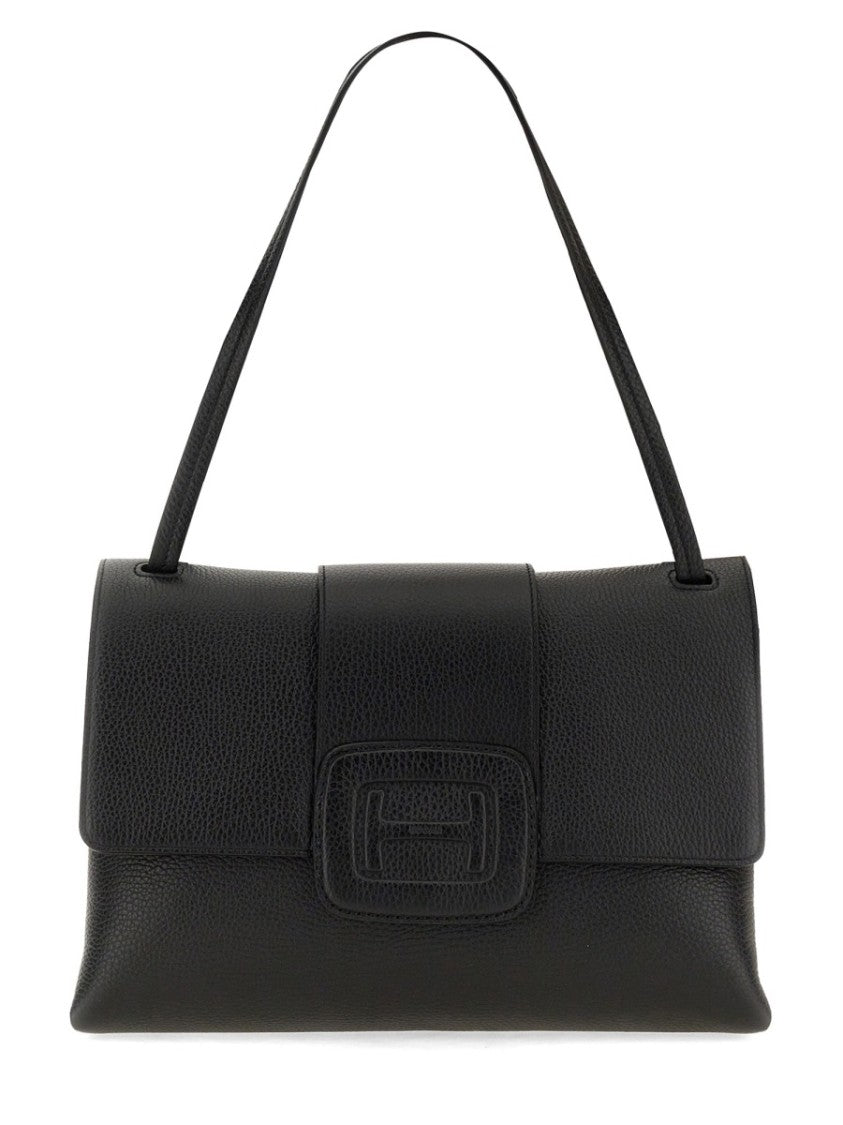 Hogan Structured Calfskin H-Bag With Adjustable Shoulder Strap