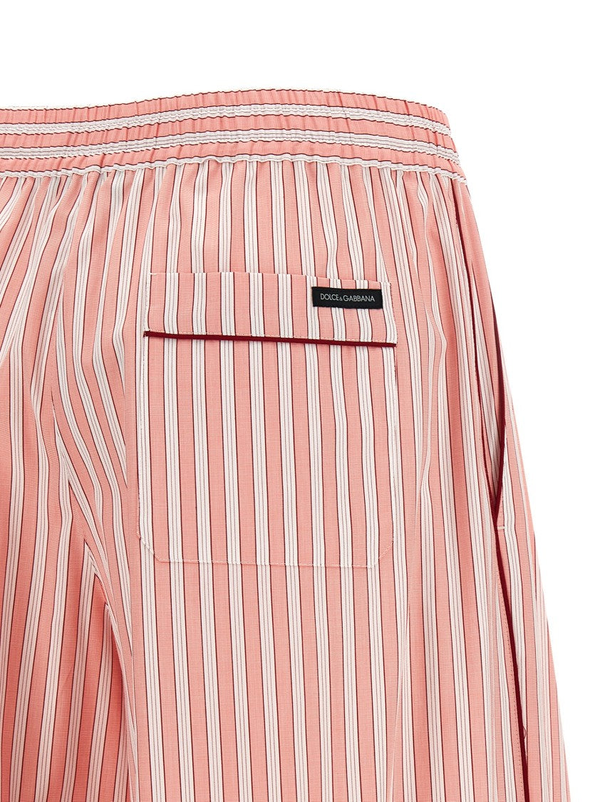 Dolce & Gabbana Wide-Leg Striped Poplin Pants With Contrast Piping