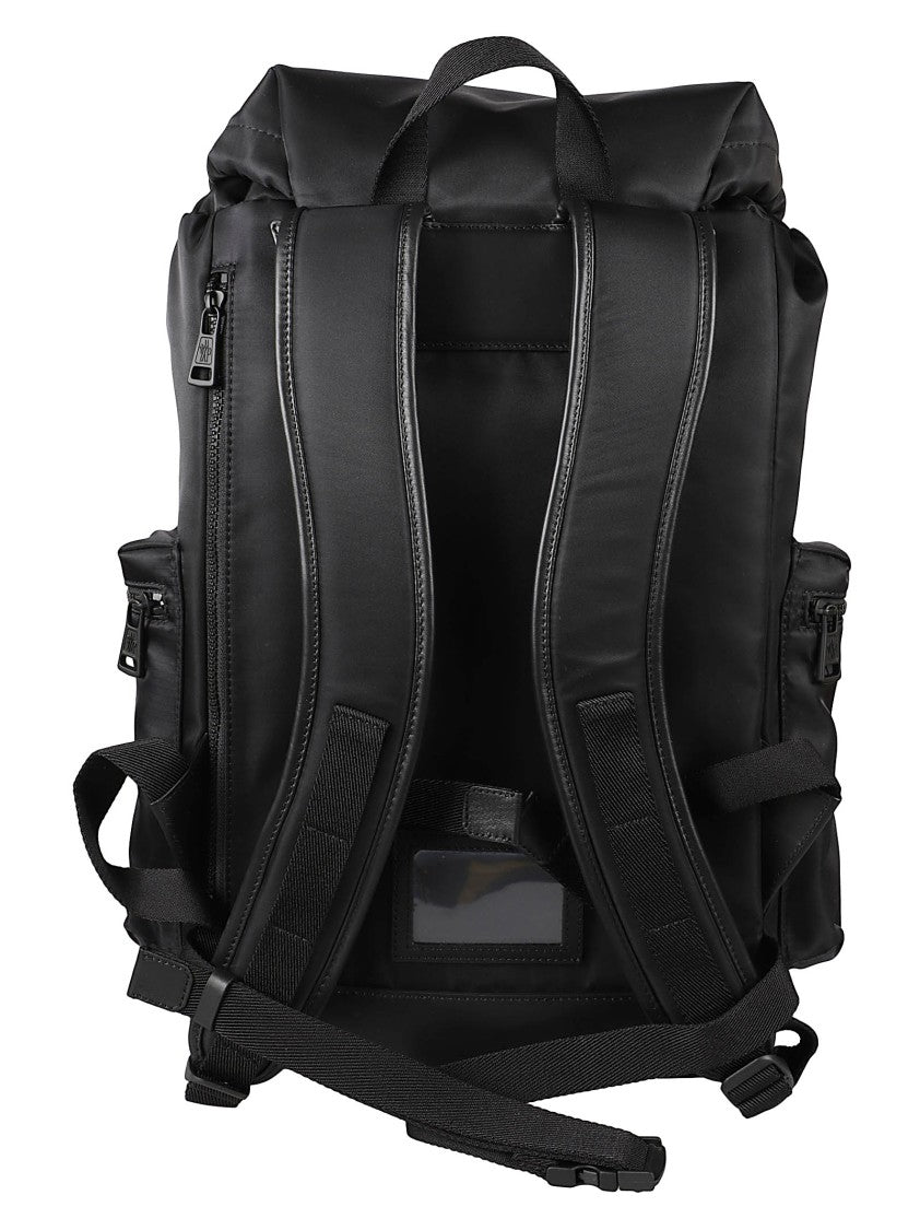 Moncler Black Polyamide Backpack With Flap Top And Buckle Closure