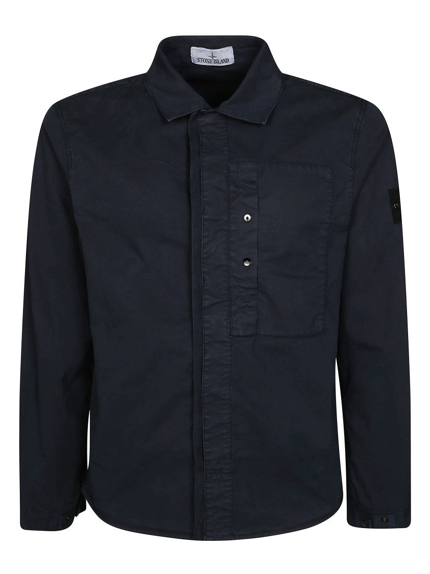 Stone Island Black Button-Down Shirt With Classic Collar