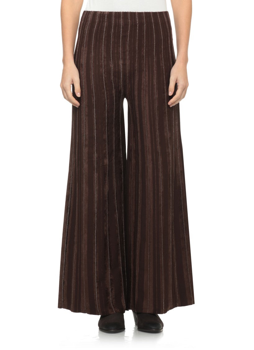 D. Exterior Brown Lurex Stripes Viscose Wide-Leg Pants