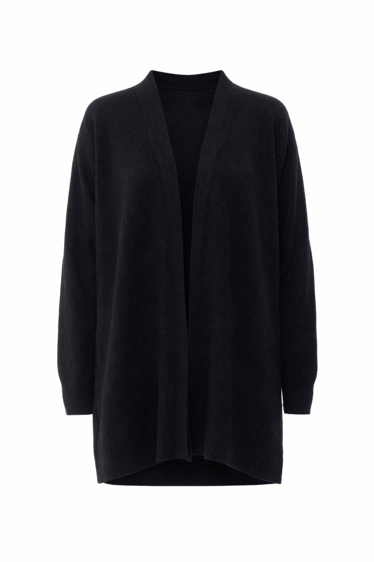 Ct Plage Long Black Cardigan With V-Neckline