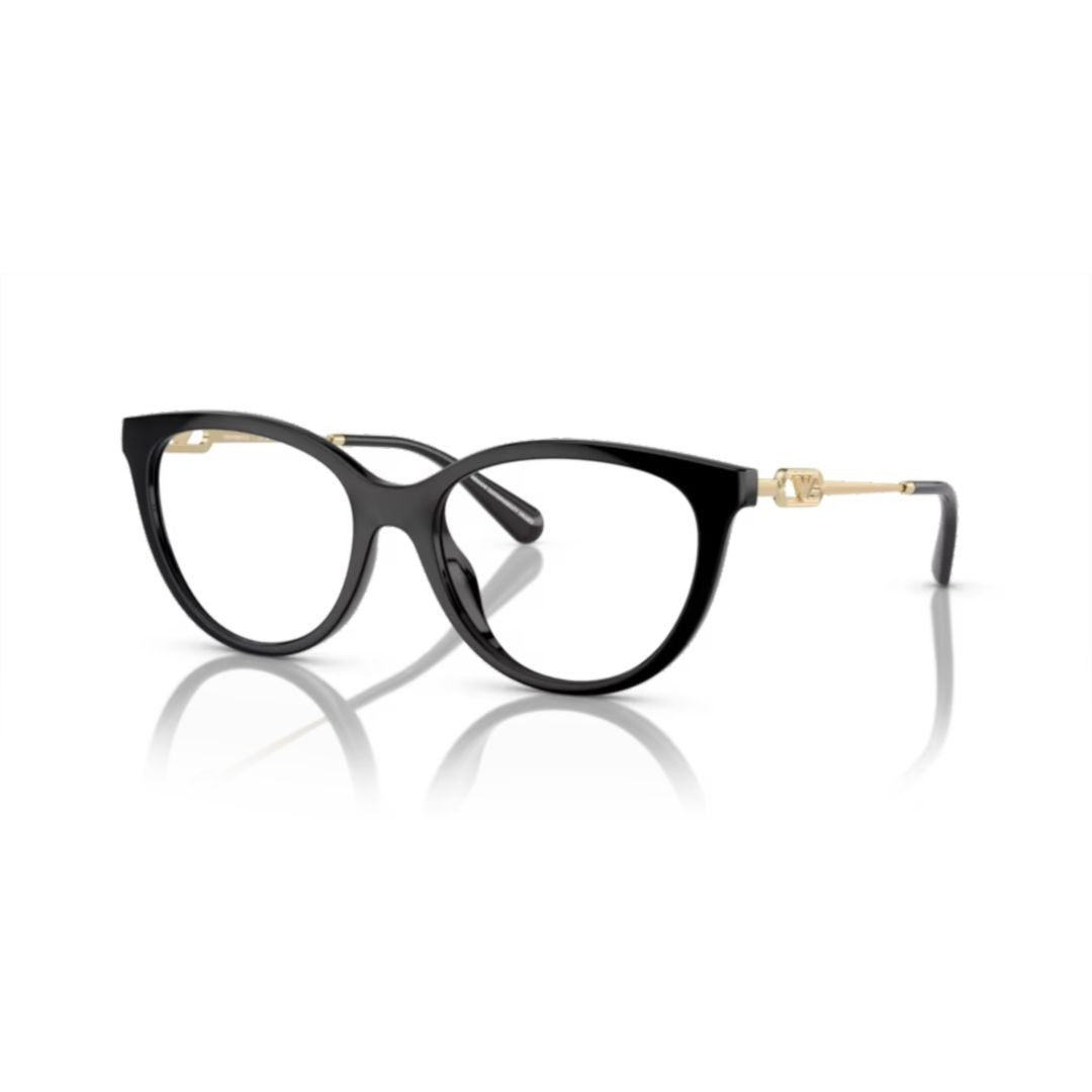 Emporio Armani 0Ea4213u Glossy Black Cat-Eye Sunglasses With Gold Metal Temples