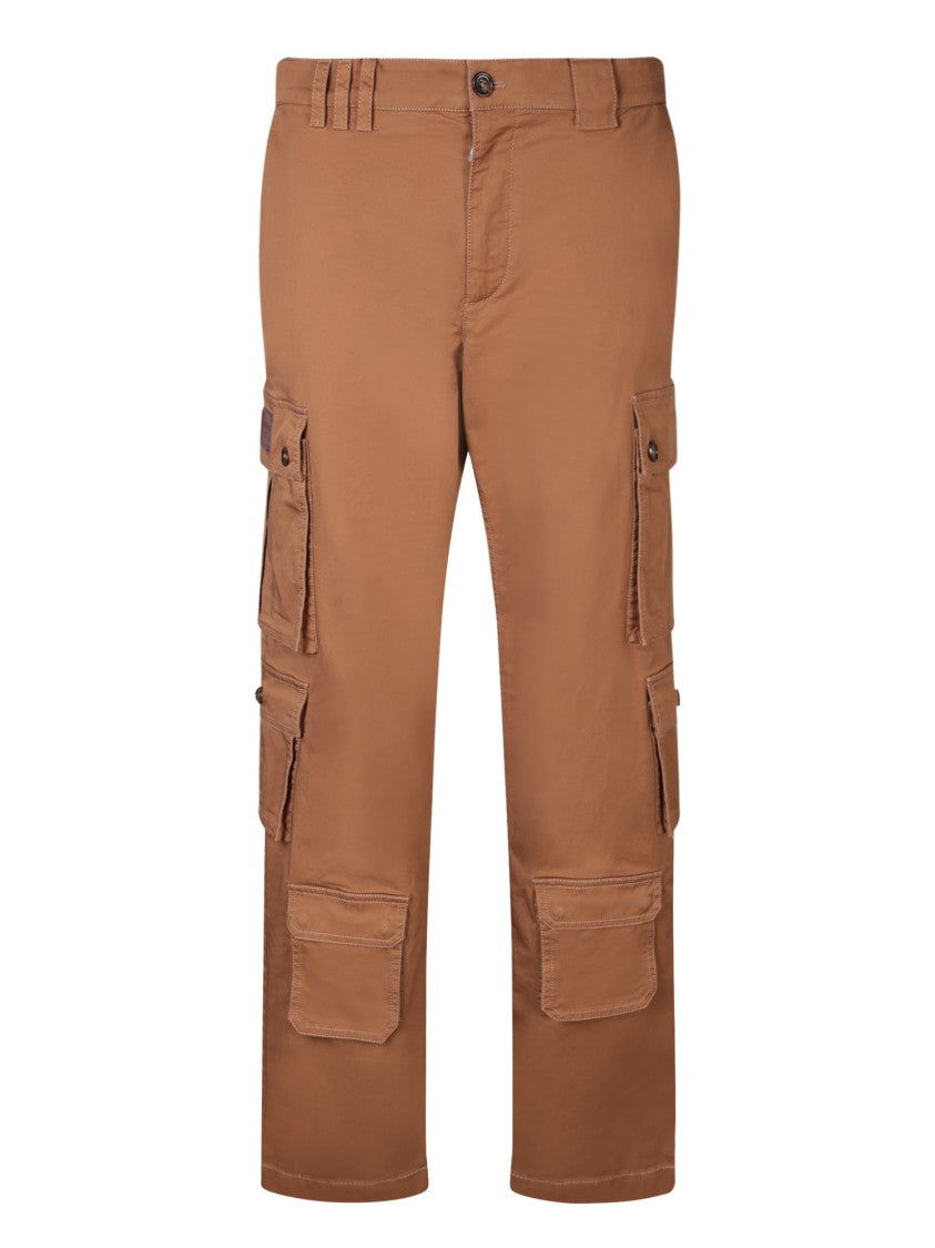 Dolce & Gabbana Straight-Leg Beige Trousers With Flap Pockets