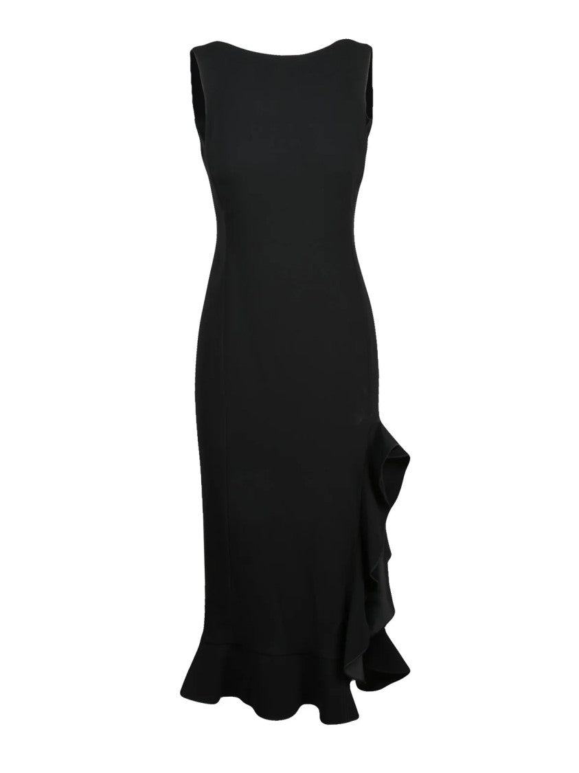 Pinko Black Side Slit Stretch Viscose Long Dress
