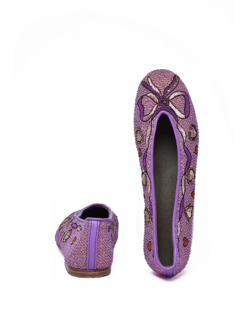 Meher Kakalia Purple Embroidered Fabric Flats