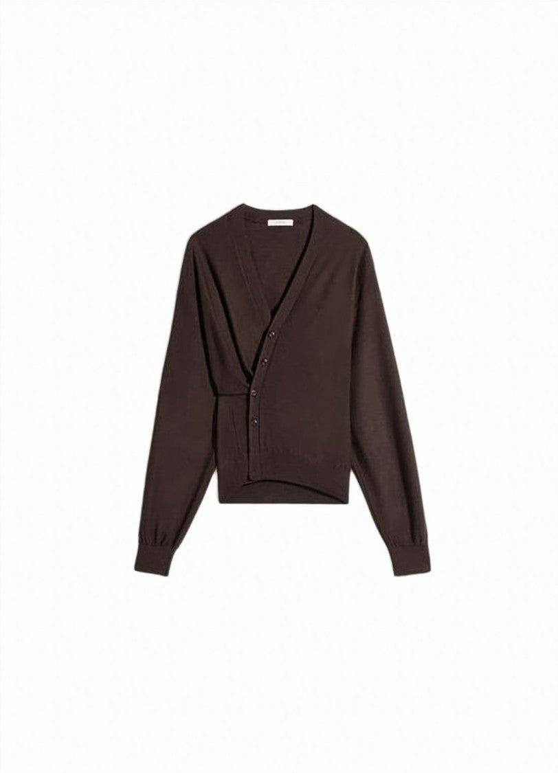 Lemaire Asymmetrical V-Neck Cardigan In Soft Knit
