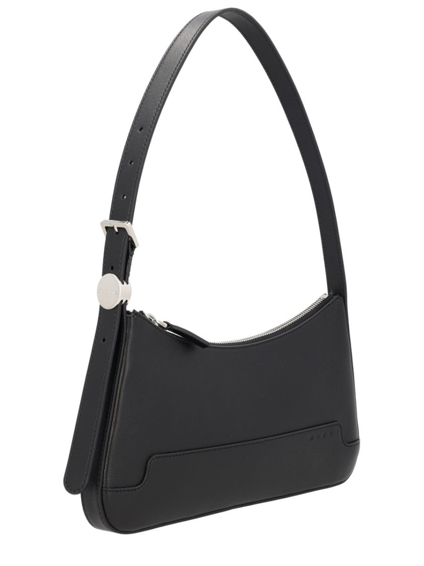 Marni Rectangular Black Calf Leather Shoulder Bag