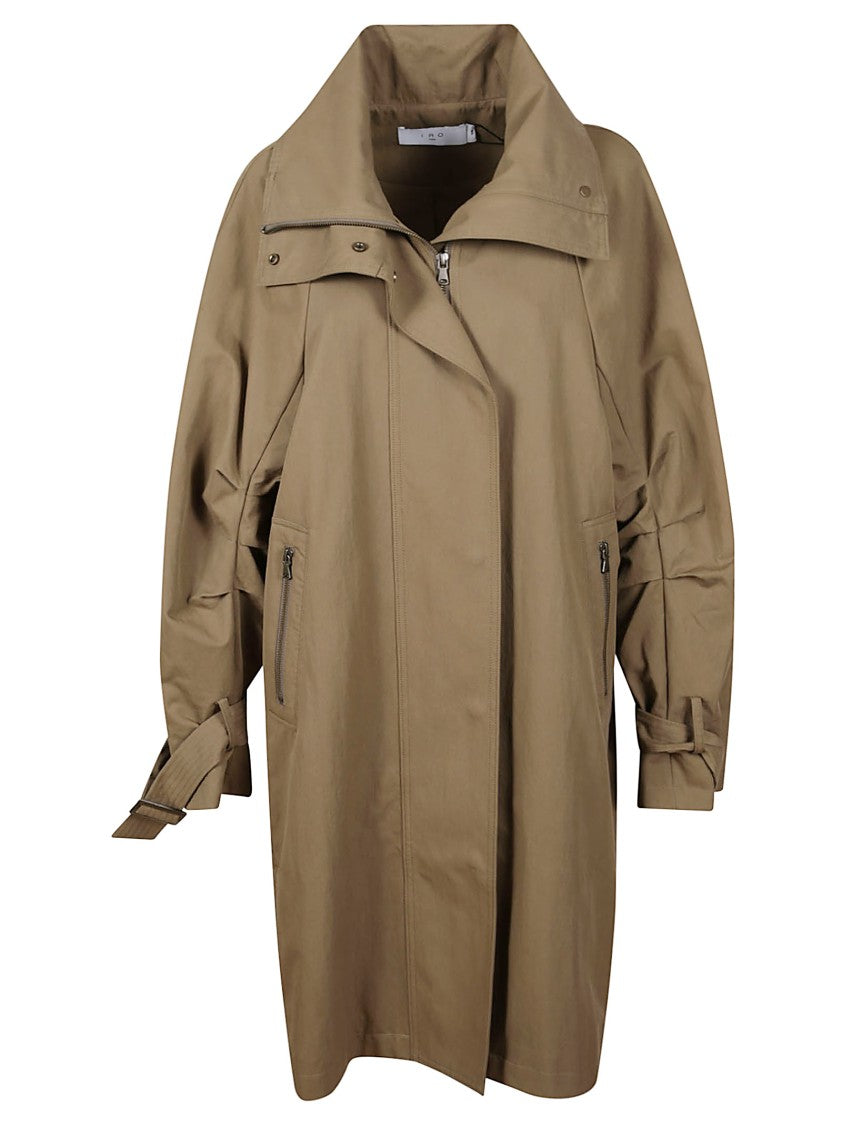 Iro Mid-Length Coat With High Collar And Concealed Zip Closure