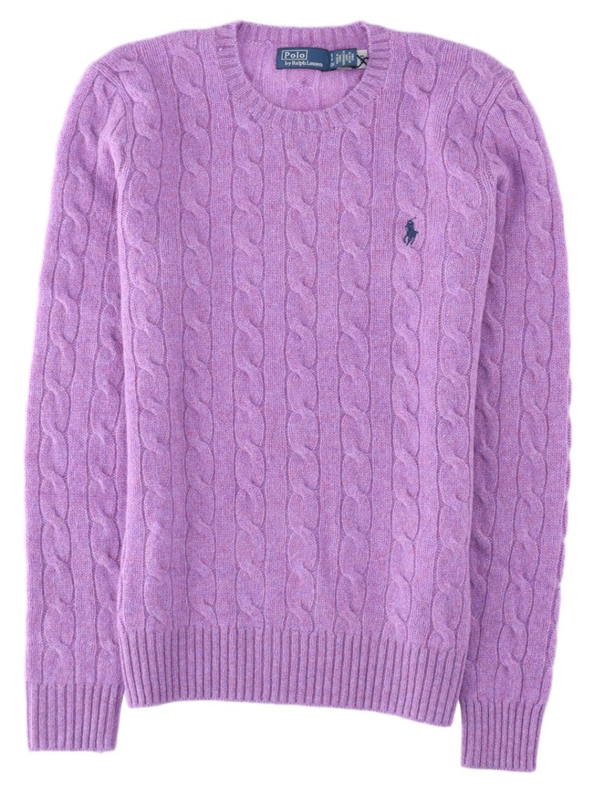 Polo Ralph Lauren Purple Cable-Knit Wool-Blend Sweater