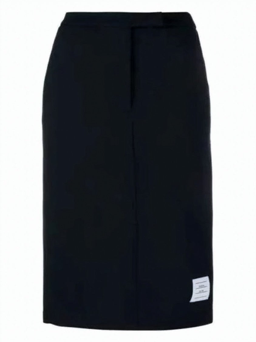 Thom Browne Tailored Black Midi Skirt With Minimalist Design