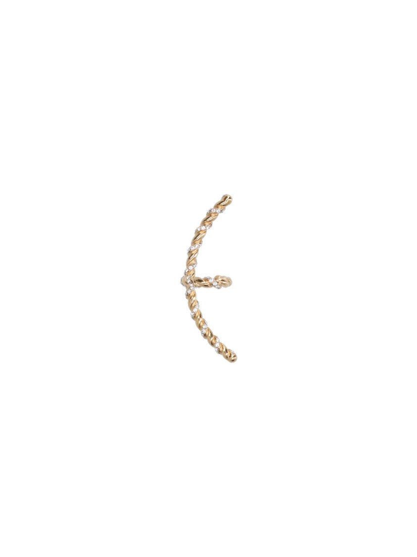 Valentino Garavani Twisted Gold-Tone Cuff Earring With Silver-Toned Crystals