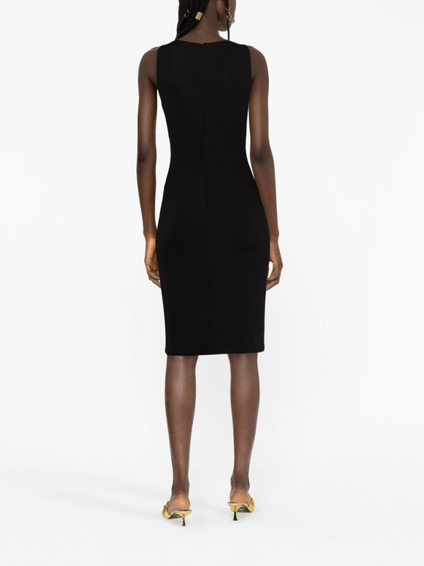Versace Medusa Head-Motif Fitted Dress In Jet Black