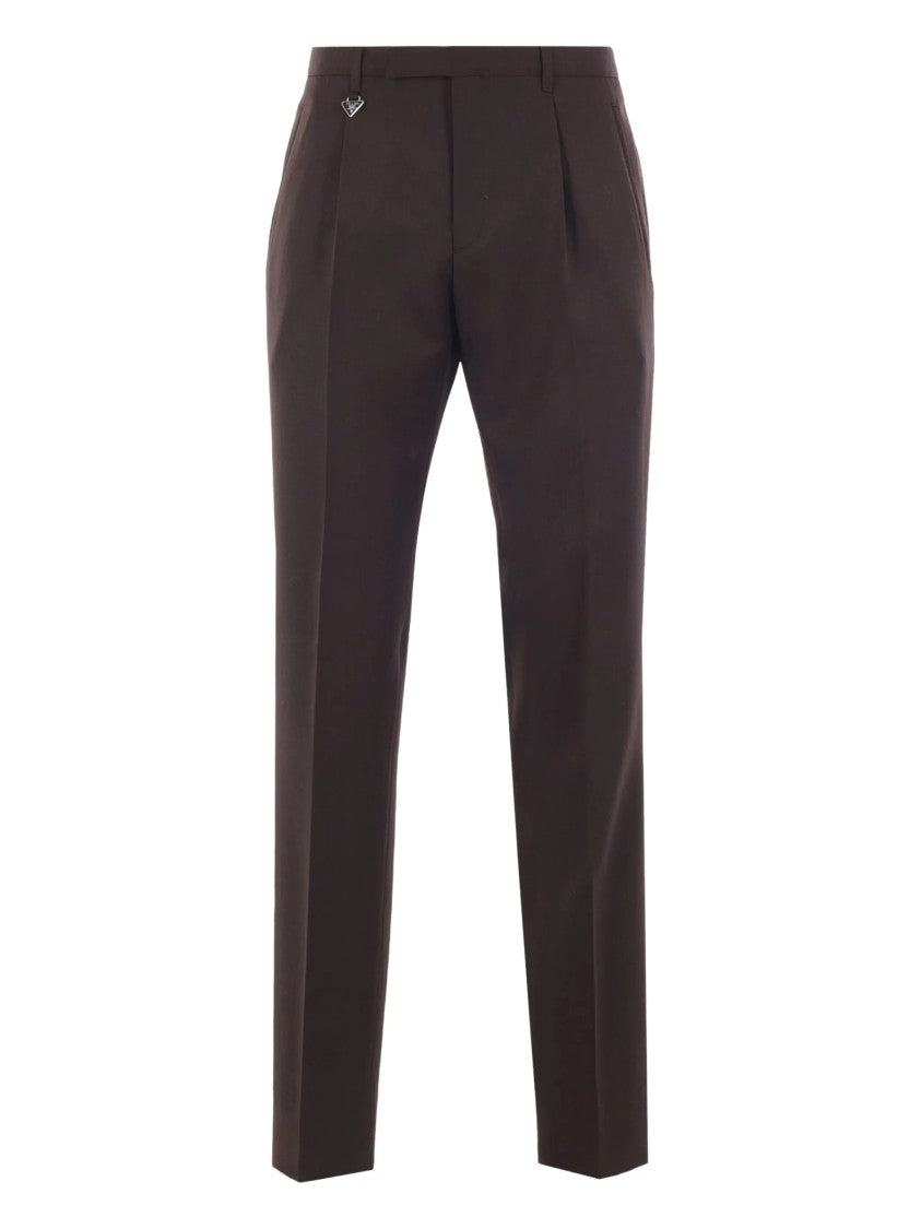 Prada Brown Slim Fit Tailored Trousers