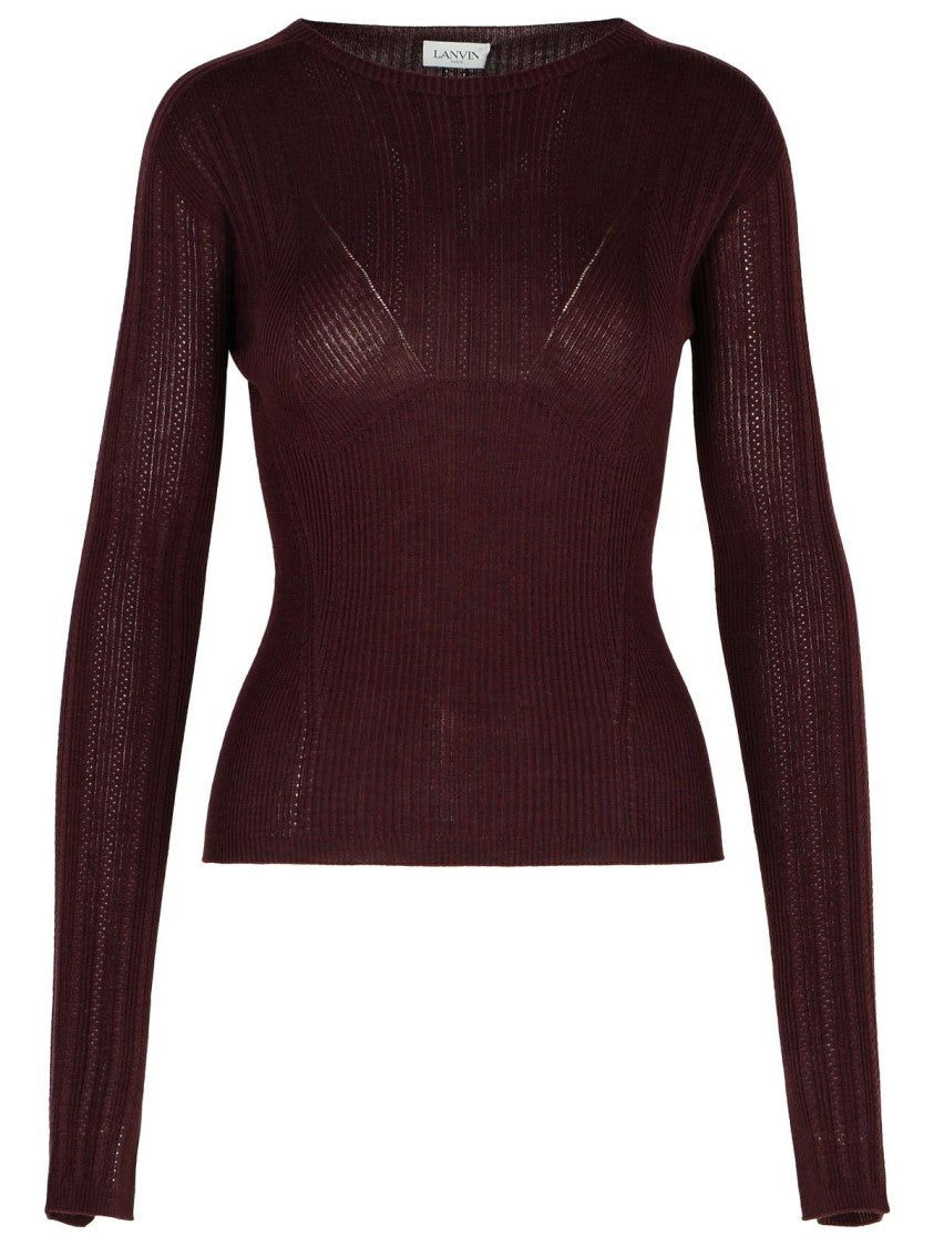 Lanvin Burgundy Wool Blend Sweater
