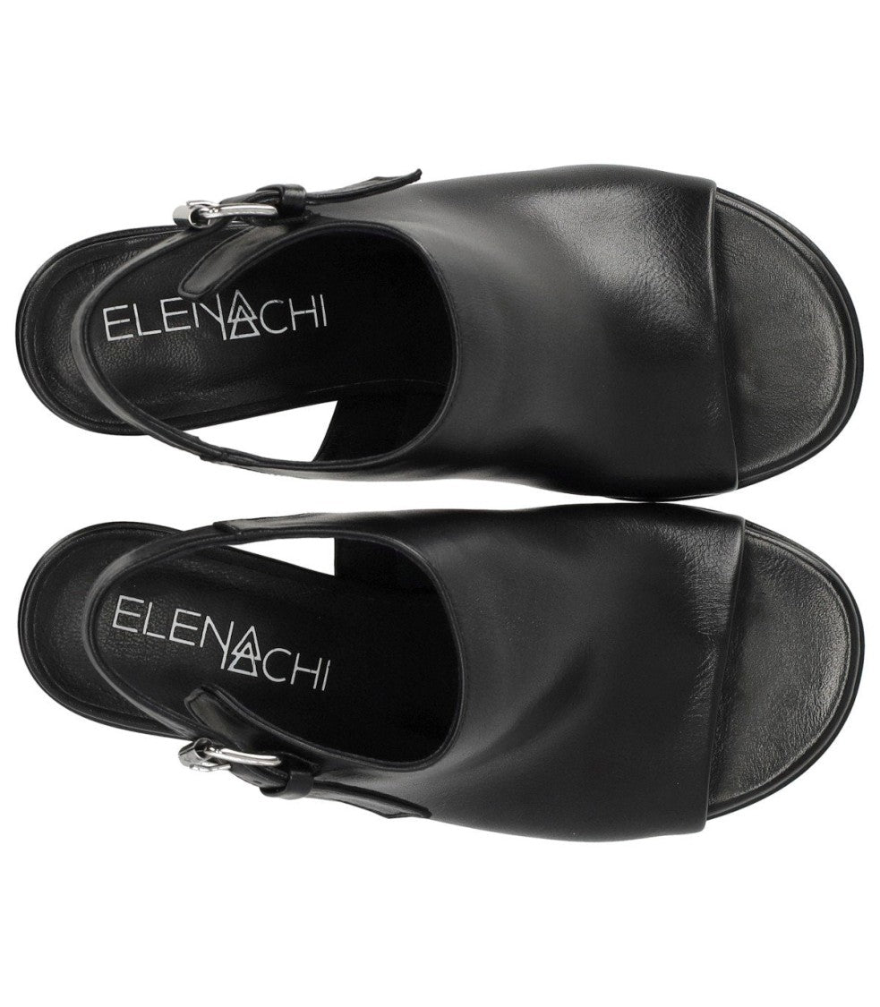 Elena Iachi Silk Black Heeled Sandal