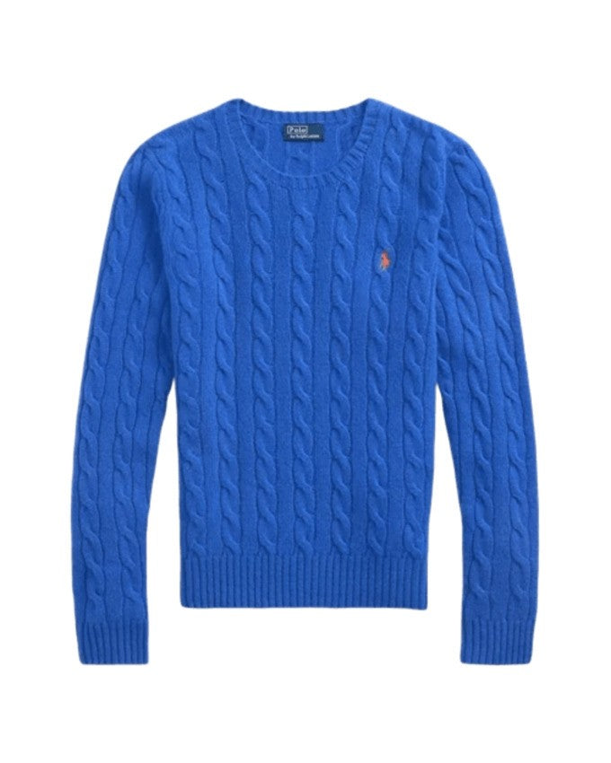 Polo Ralph Lauren Lapis Blue Slim Fit Cable Knit Sweatshirt