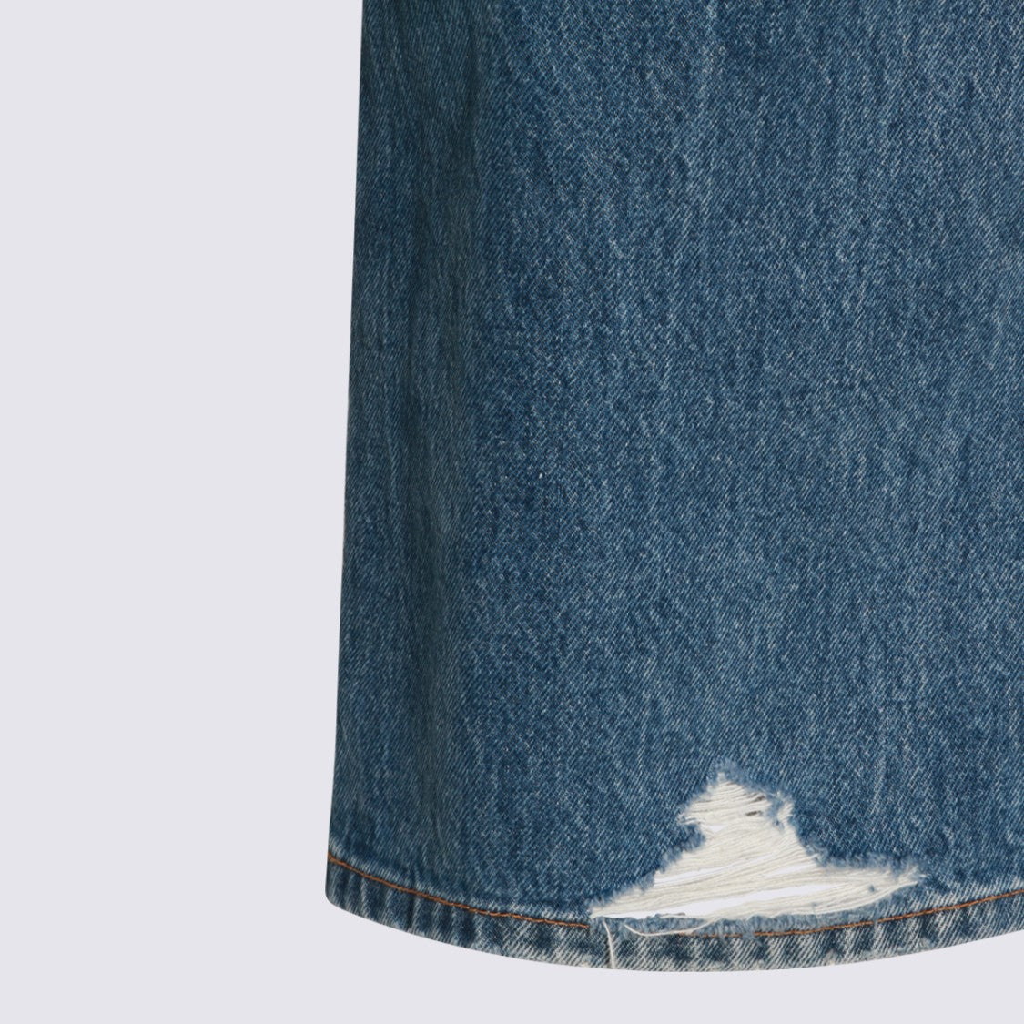 Khaite Mid-Blue Straight-Leg Jeans With Subtle Fading And Distressed Hems