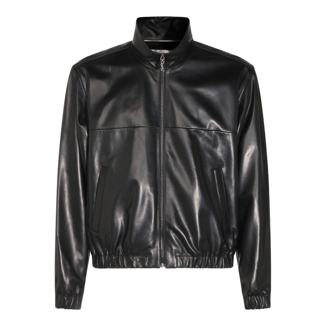 Saint Laurent Black High-Neck Leather Jacket