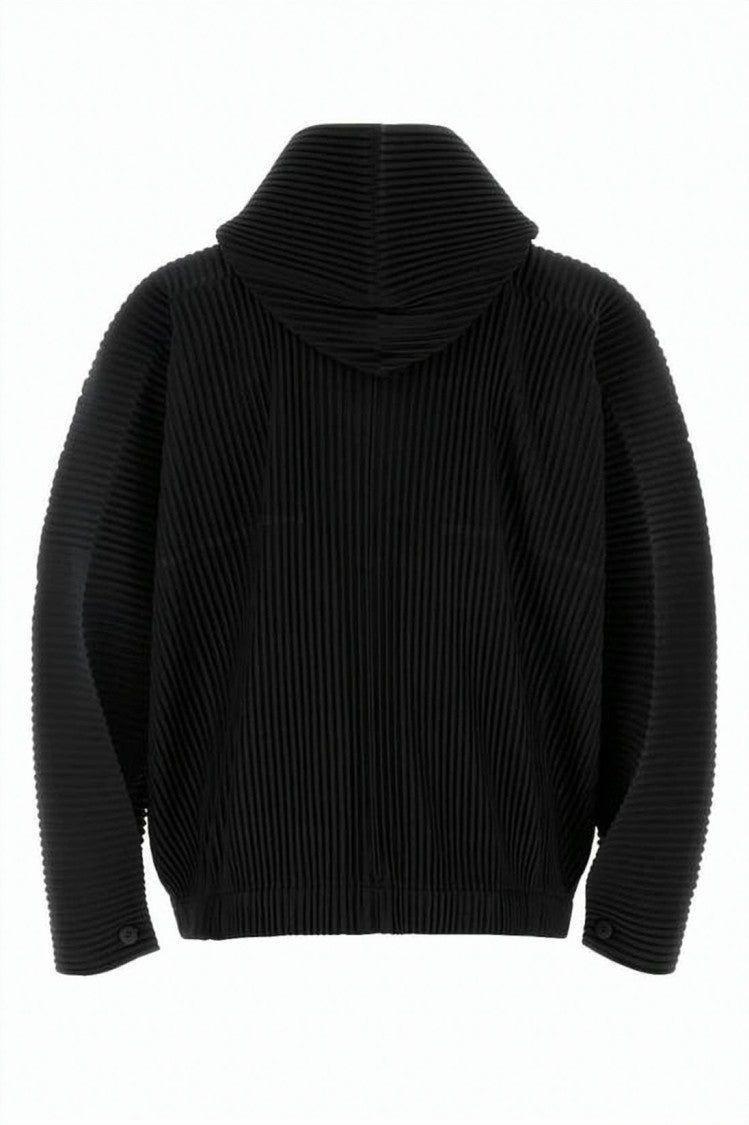 Homme Plissé Issey Miyake Lightweight Vertical Stripe Jacket With Notched Lapel