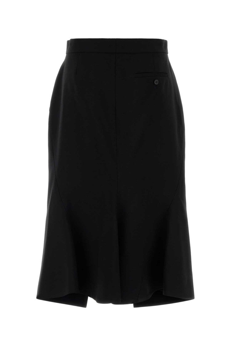 Alexander Mcqueen Black Stretch Wool Skirt
