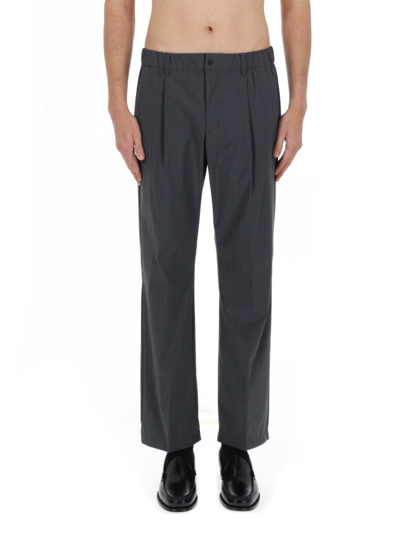 Herno Neutral Tailored Straight-Leg Wool-Blend Pants