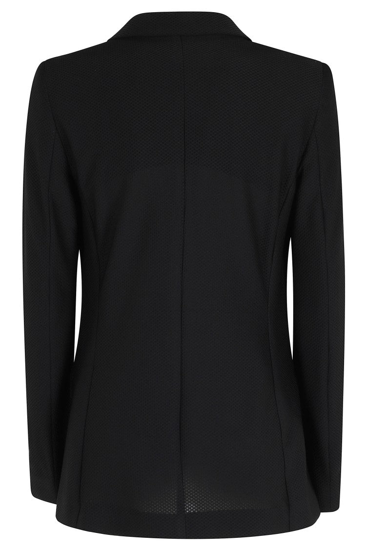 Seventy Black Technical Mesh Double-Breasted Polyamide Blazer