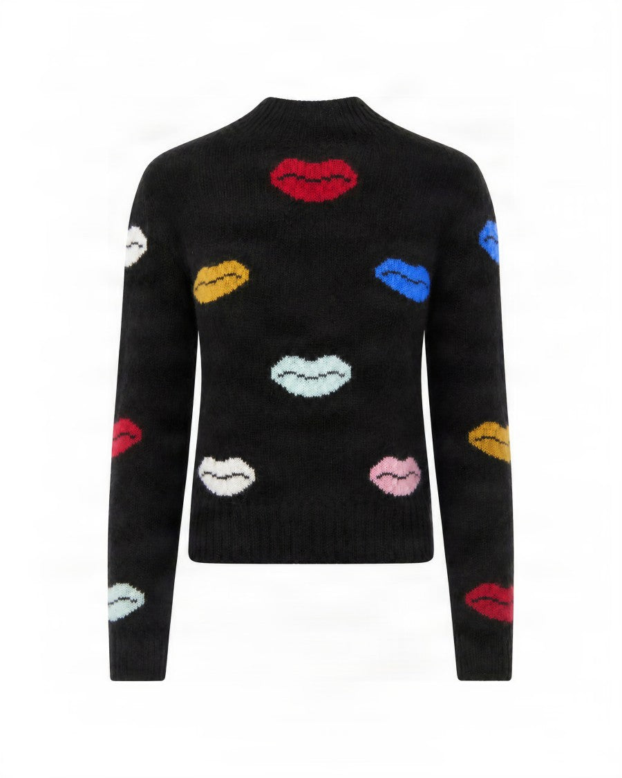 Fiorucci Black Intarsia Mohair-Blend Sweater