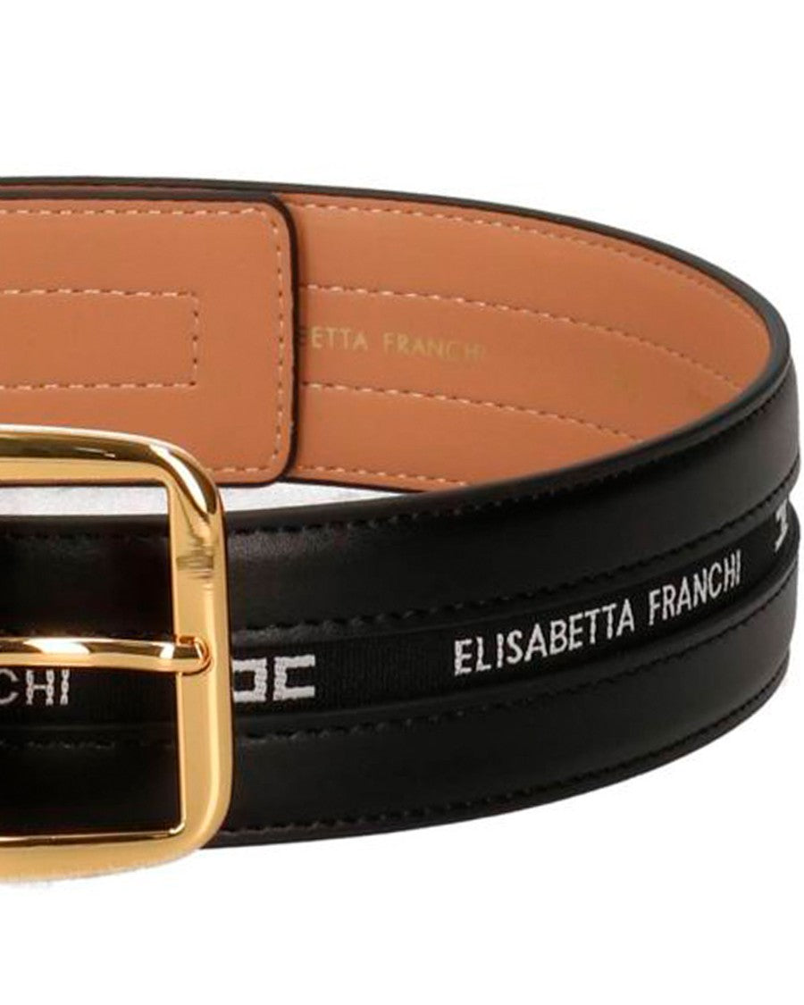 Elisabetta Franchi Black Logo Belt