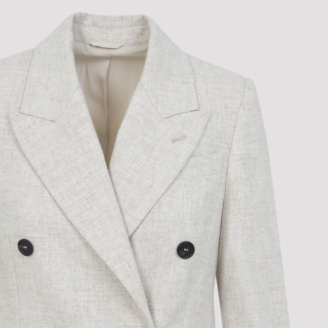 Brunello Cucinelli Double Breasted Beige Virgin Wool Jacket
