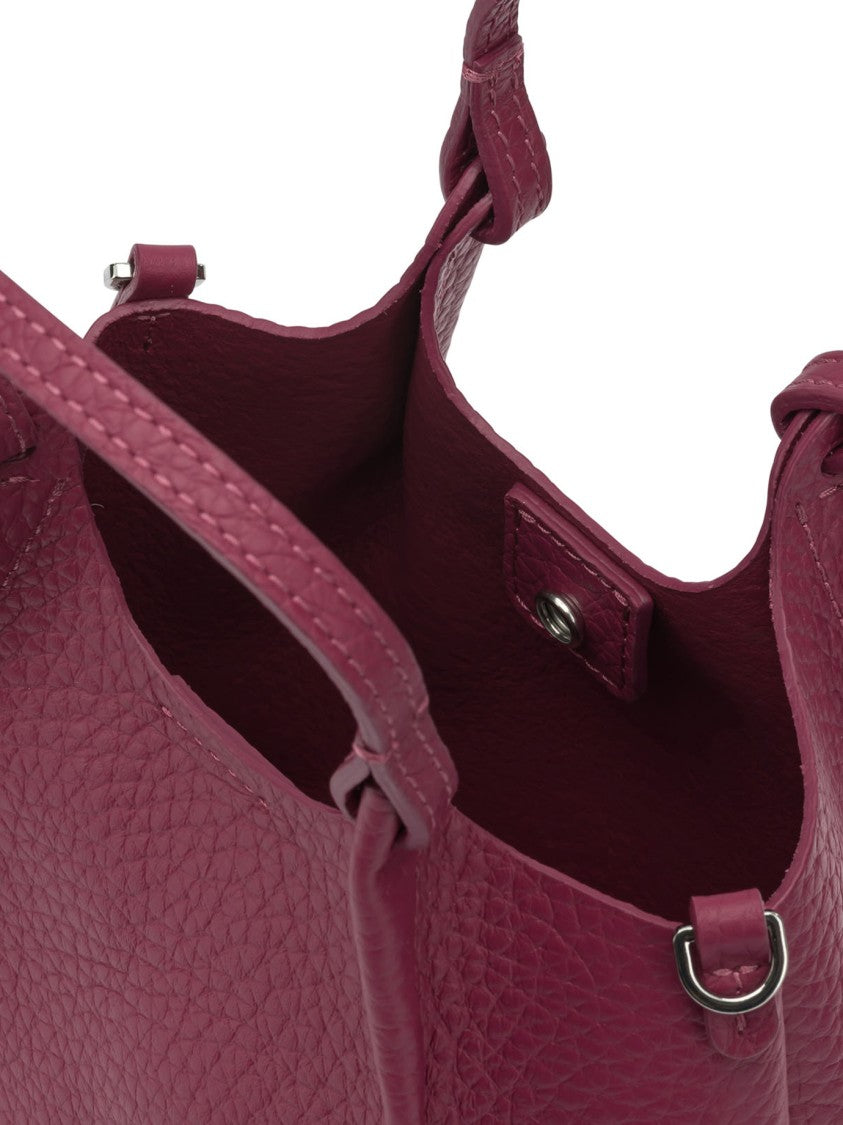 Gianni Chiarini Textured Fuchsia Leather Shoulder Bag With Knot Details