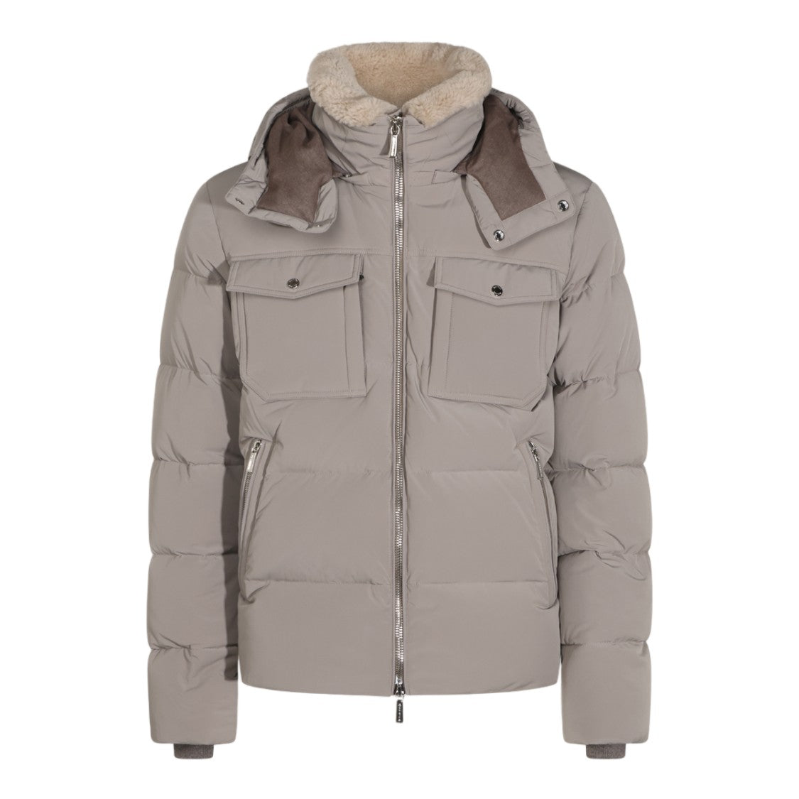 Moorer Shearling Lined Hooded Padded Coat