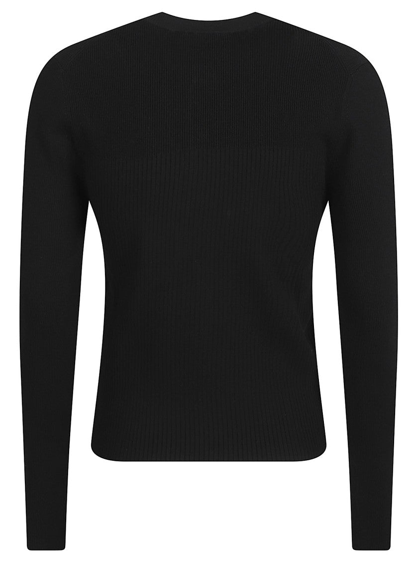 Maison Kitsuné Fitted Ribbed Knit Sweater With Button-Down Front And Logo