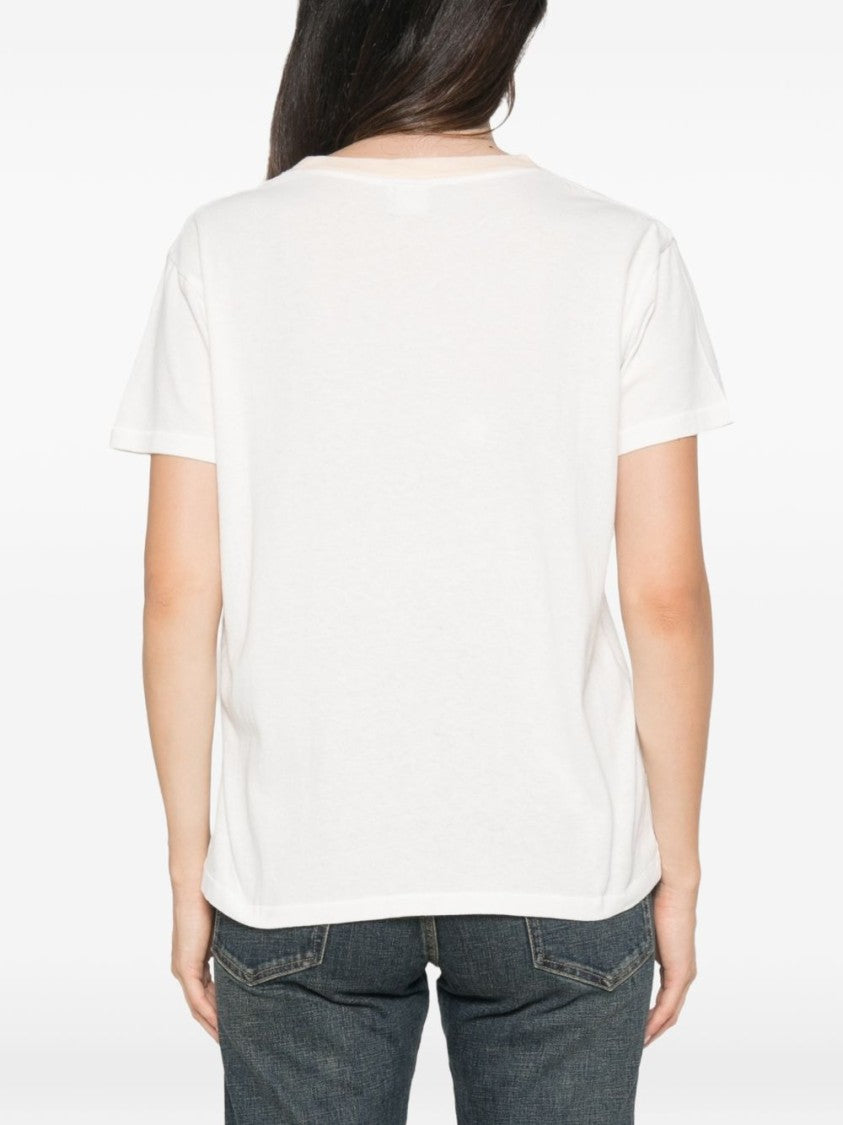 Chloé White Cotton T-Shirt With Cactus Graphic And Floral Branding