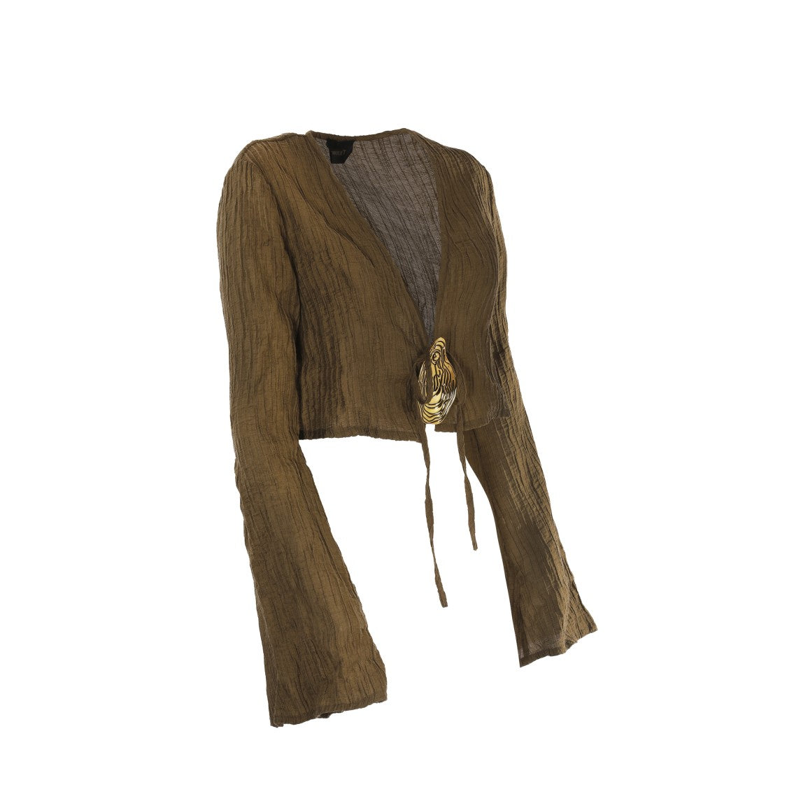 Hamoulet Cropped Long-Sleeved Top With Textured Fabric And Artistic Clasp
