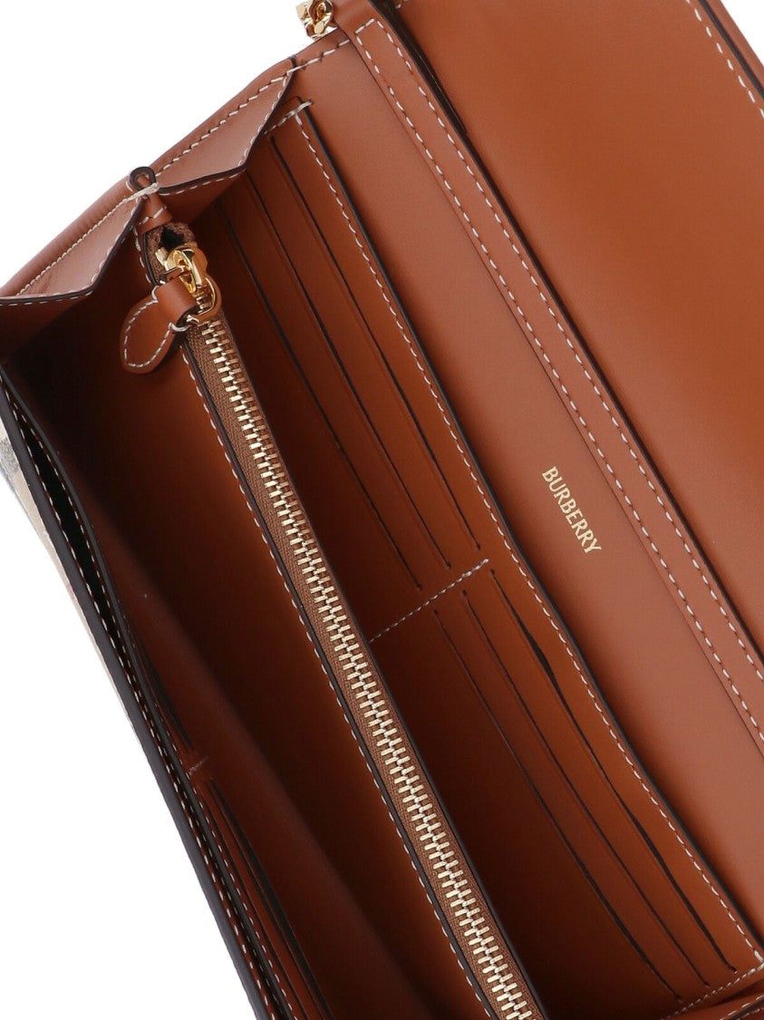 Burberry Beige Fabric Wallet With Multicolor Check Pattern