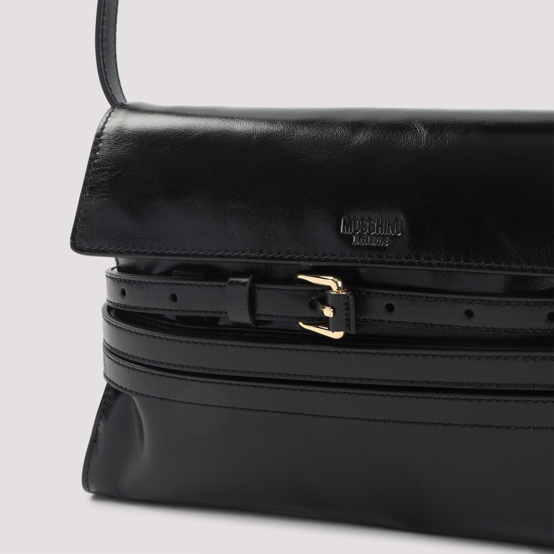 Moschino Black Leather Shoulder Bag