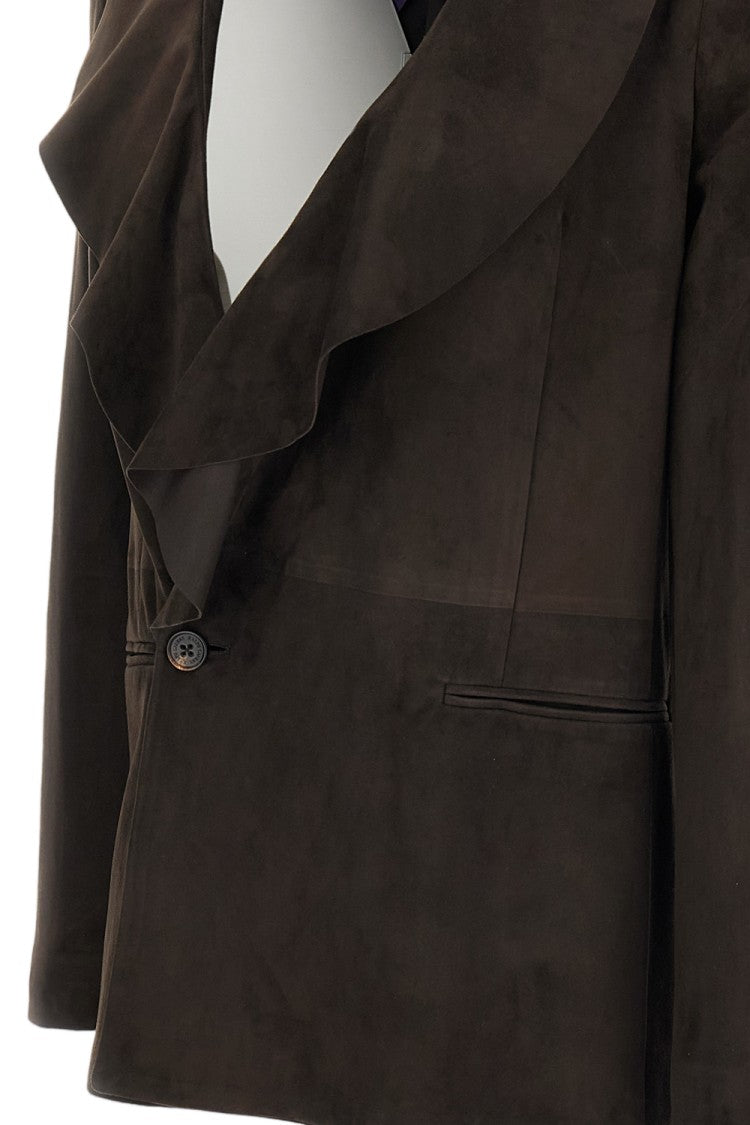 Ralph Lauren Collection Shirt-Style Brown Suede Leather Jacket With Lightweight Unlined Design