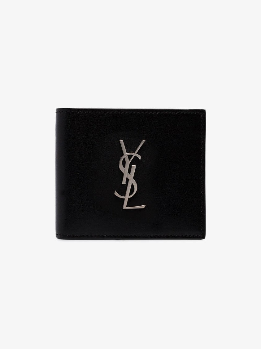 Saint Laurent East/West Monogram Wallet In Black Leather