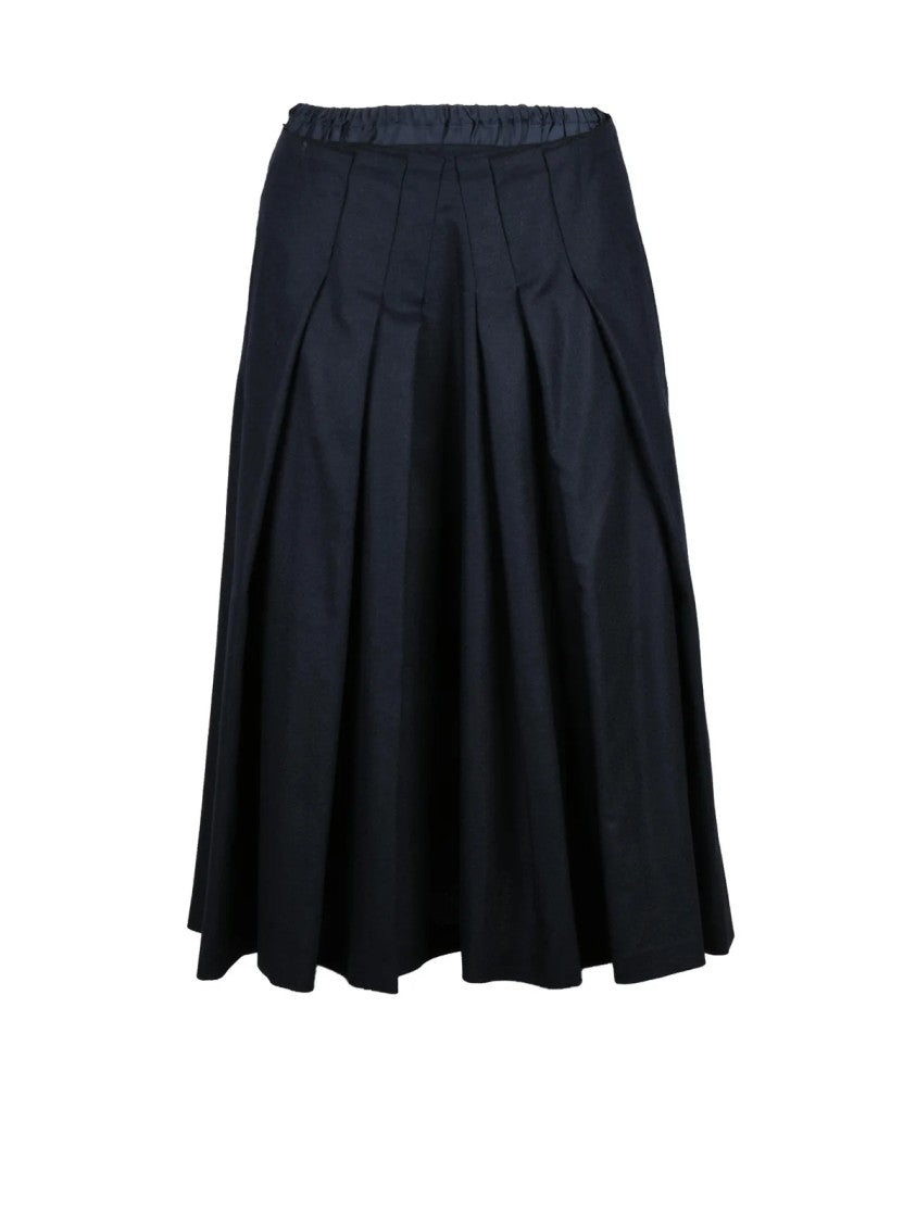 Aspesi Fluid Viscose Flared Skirt With Structured Pleats And Pockets