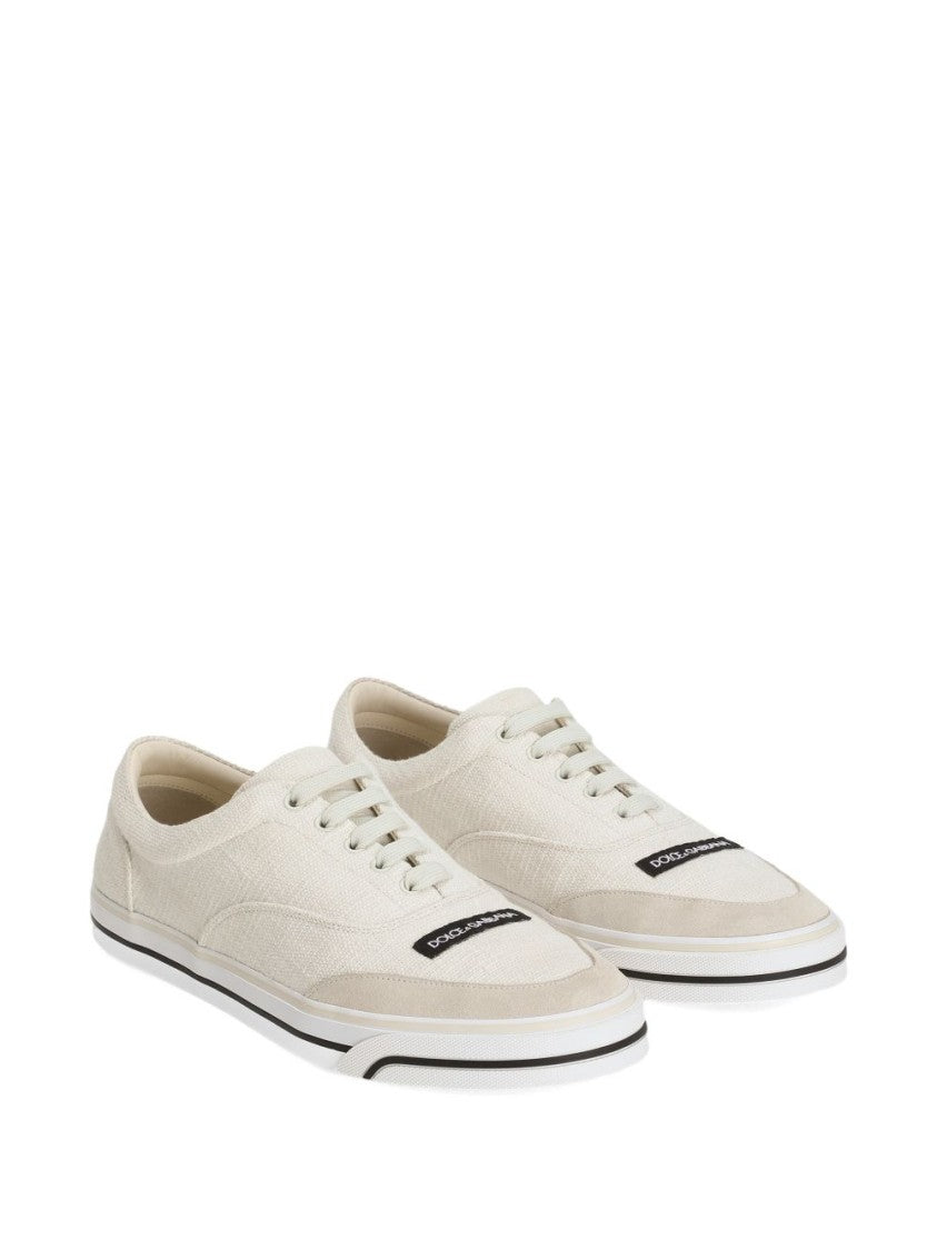Dolce & Gabbana Beige Washed Linen Sailing Sneakers