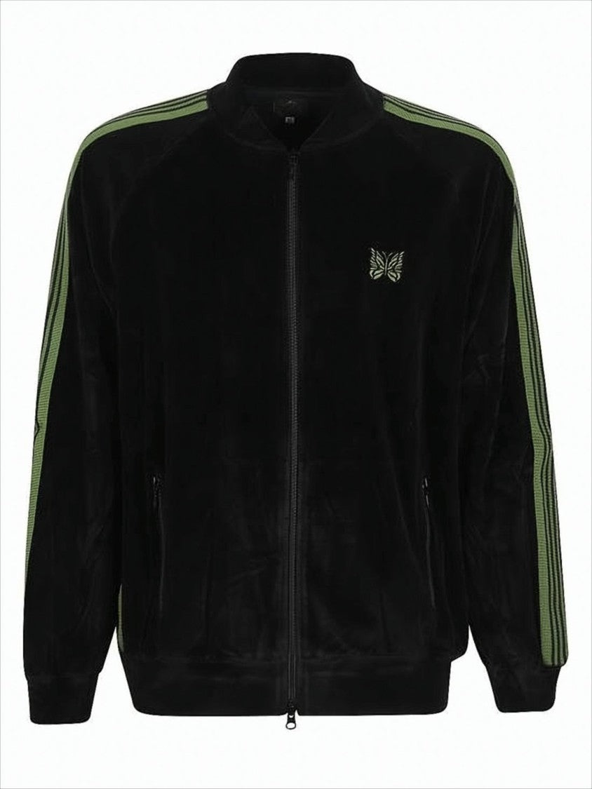 Needles Relaxed-Fit Velvety Jacket With Olive Stripes